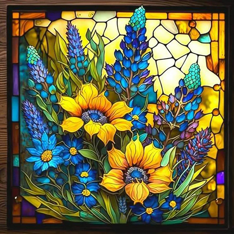 Glass Painting Sunflower 45*45CM(Canvas) Full Round Drill Diamond Painting gbfke