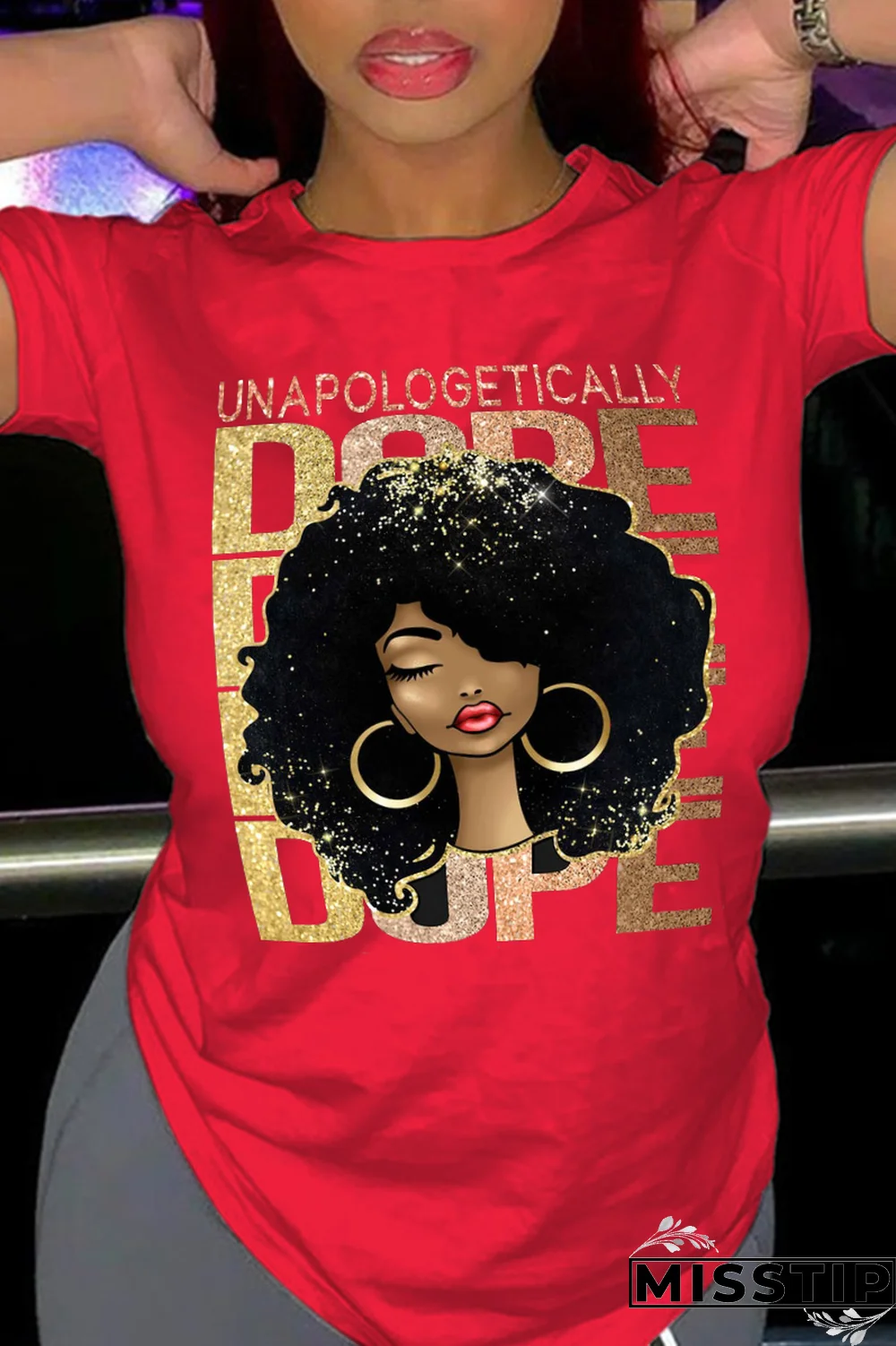 Black Casual Street Print Letter O Neck T-Shirts