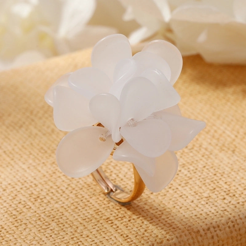 Cute Romantic Flower Alloy Gold Plated Unisex Rings