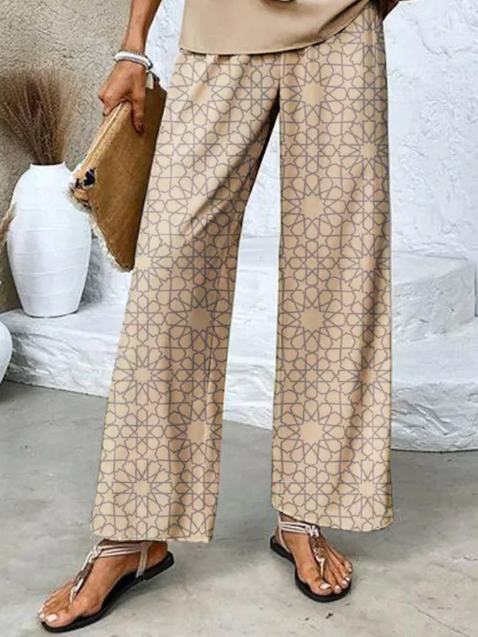 Women's Sleeveless Square Collar Graphic Printed Casual Set