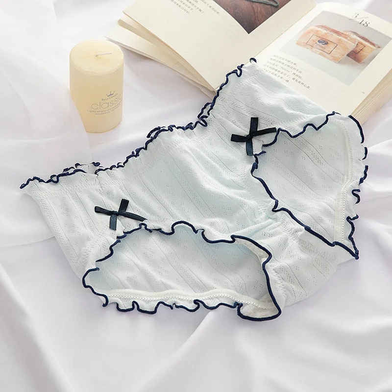 Women's Cotton Panties Cute Girl's Panties Med Waist PLus Size Female Underwear Seamless Sexy Briefs New Girl's Bow Underpants