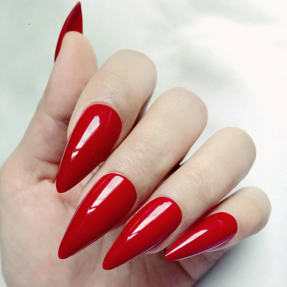 24Pcs Shiny Dark Brown Artificial Fake Nails Long Stiletto False Nails For Design DIY Lady Finger Tips Manicure Tool-Nail Inspo