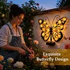 Solar Powered Outdoor Metal Butterfly Wall Lamps IP65 Waterproof Wall-Mounted Garden Butterfly Lights Auto On/Off Outdoor Fence Wall Art Decor Light for Patio Garden Fence Porch Decors