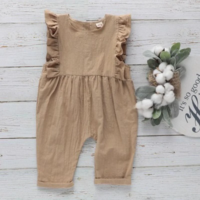 New 2021 Summer Newborn Baby Boy Girl Rompers Baby Girl Sleeveless Pure Color Rompers Baby Boy Girl Rompers Clothes