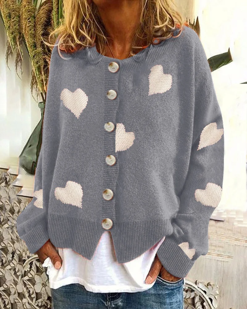 Wongn Wongn And Winter New Women's Sweater Single Breasted Love Sweater Women's Cardigan