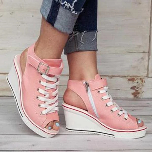 HUXM Cute Wedge Canvas Sneakers