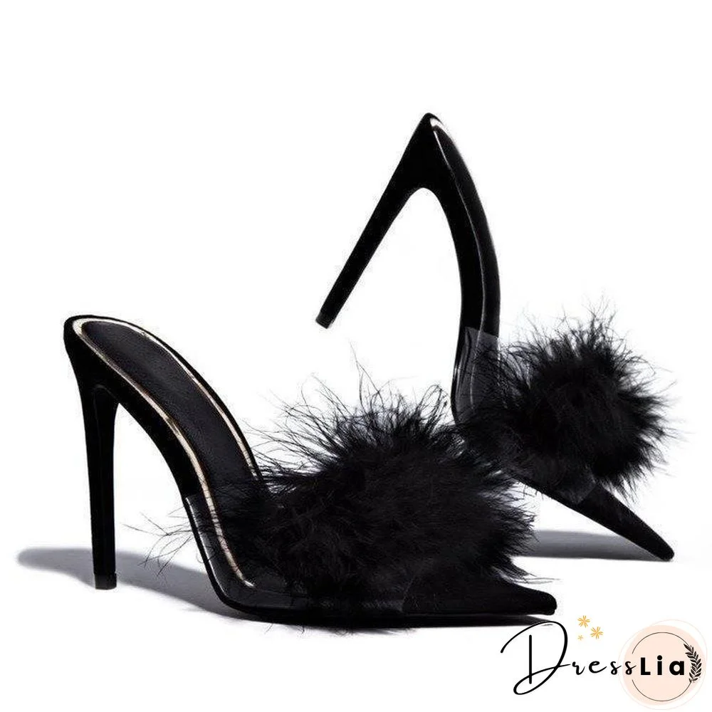 Open Toed Floss Decorated High Heel Sandal