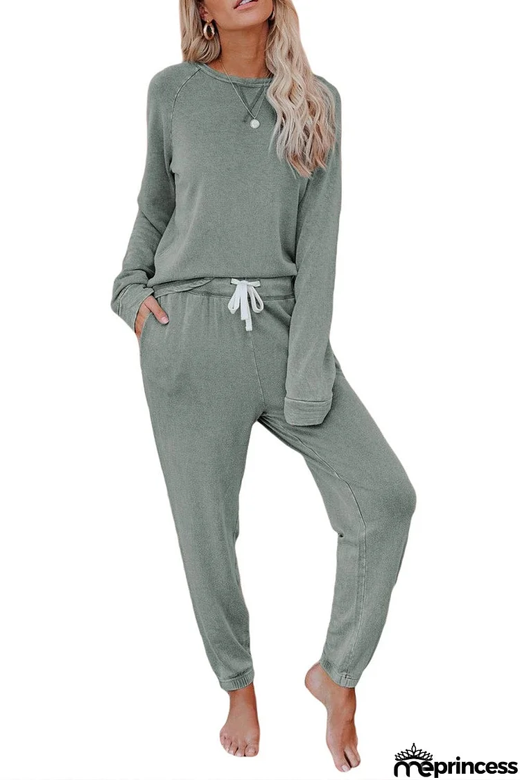 Raglan Sleeve Top And Pants Loungewear Set