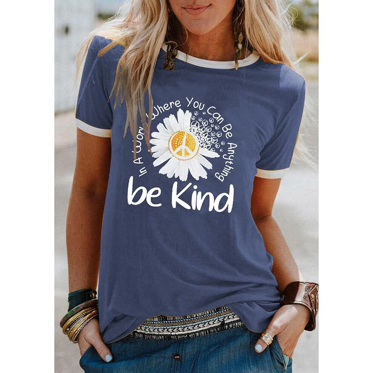 Be kind  daisy T-shirt Tee - #541348-Annaletters