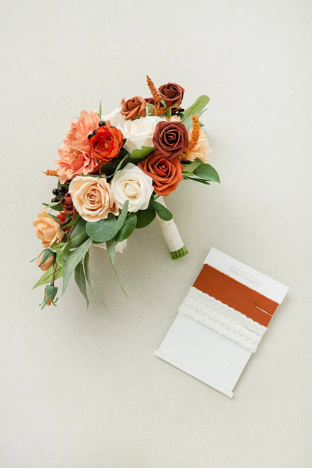 Micro Cascade Bridal Bouquet in Sunset Terracotta