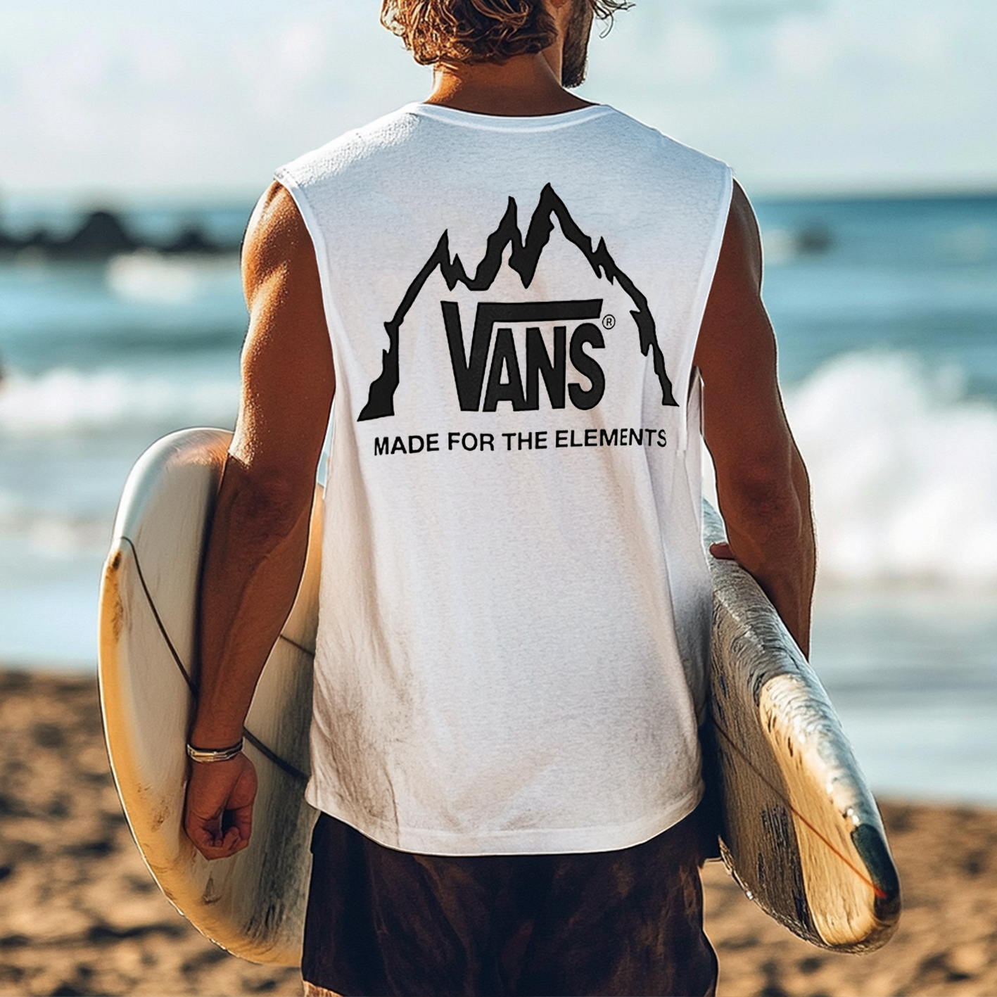 Men's Vintage Surfing Oversized Print Tank Top