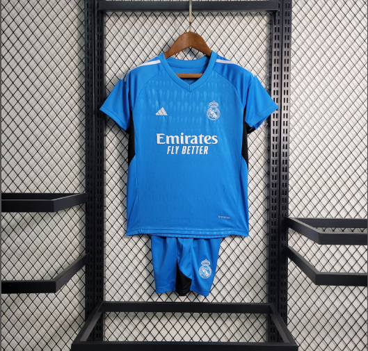 2023/2024 Real madrid Goalkeeper Blue Kids Kit Football Shirt