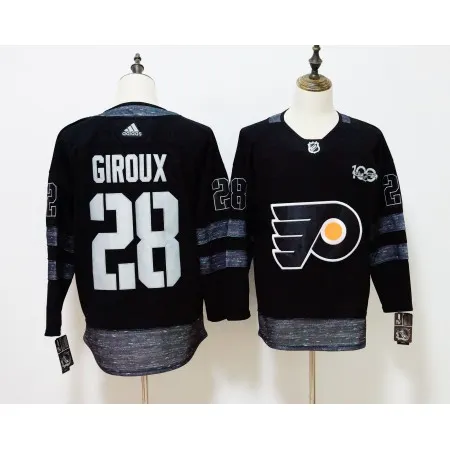 Men's  Philadelphia Flyers #28 Claude Giroux Black 1917-2017 100th Anniversary Stitched NHL Jersey