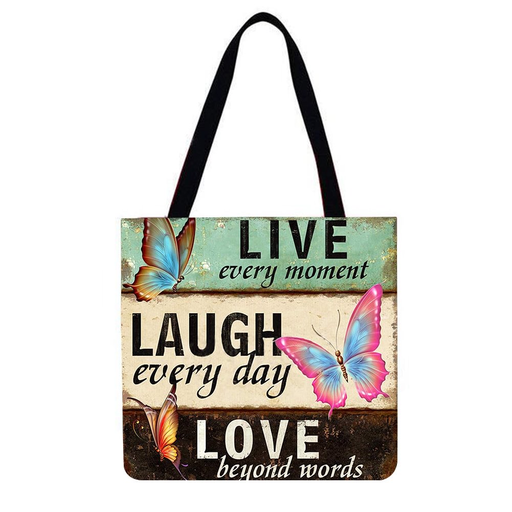 Linen Tote Bag-LOVE letters