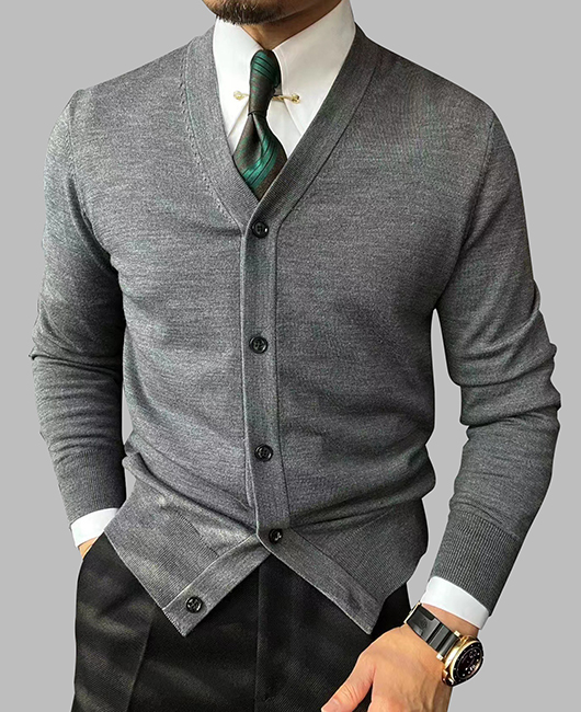 Business V Neck Single Breasted Knitted Sweater Cardigan