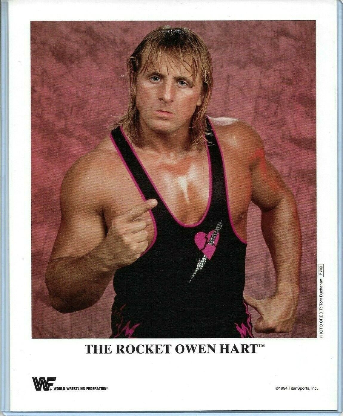 WWE OWEN HART P-209 OFFICIAL LICENSED AUTHENTIC ORIGINAL 8X10 PROMO Photo Poster painting RARE