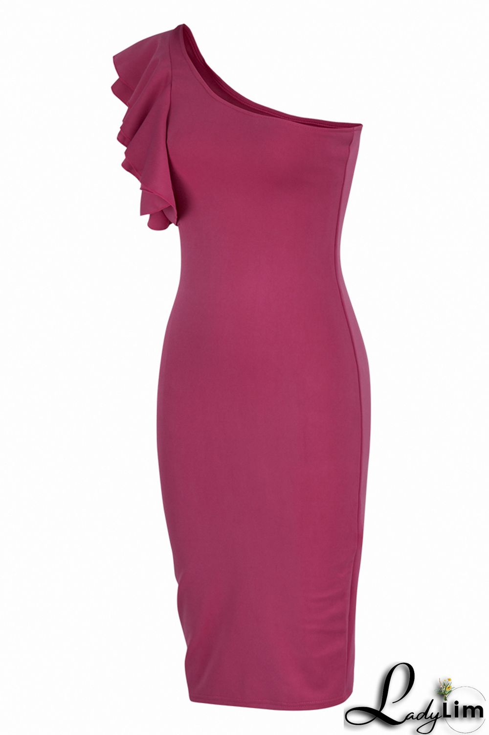 Yellow Fashion Sexy Solid Patchwork Backless One Shoulder Evening Dress