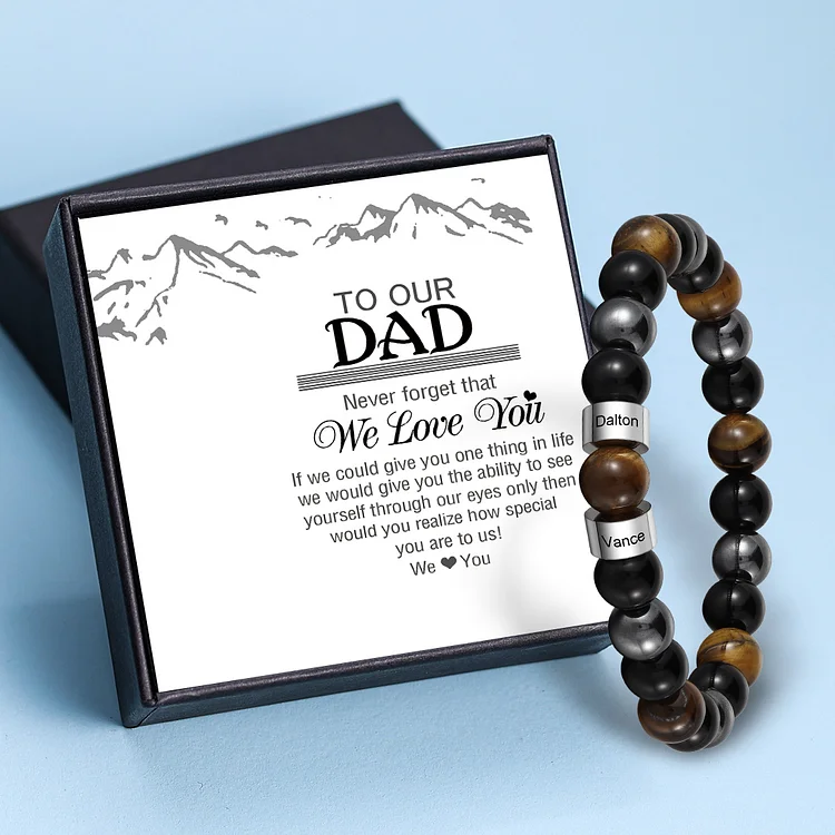 2 Names - Personalized Men's Beaded Bracelet Customized Name Bracelet Birthday Gift for Him