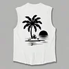 Men's Casual Coconut Tree & Sun Print Round Neck Tank Top by Inlyline