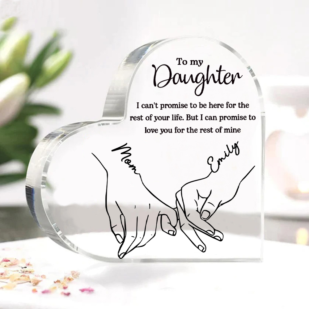 Personalised Text Acrylic Heart Keepsake Custom 2 Names Pinky Swear Ornament Gifts for Daughter - I Can Promise to Love You for the Rest of Mine-Jessemade AU