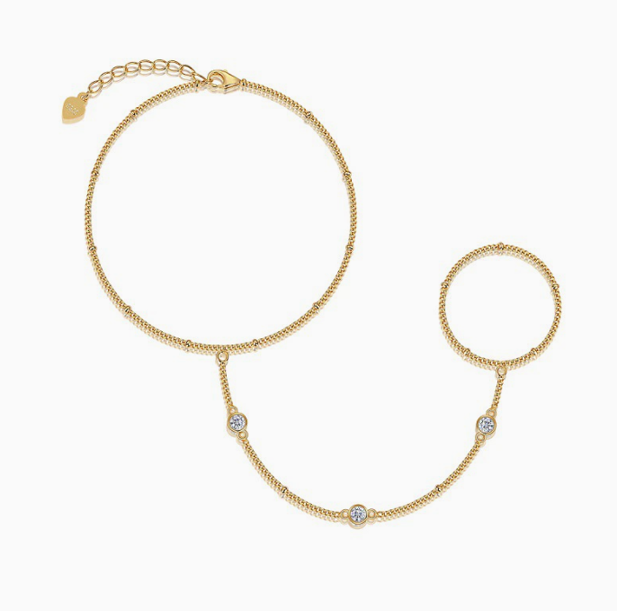 925 Silver Iced D Color Moissanite Bubble Bracelet 18k Gold Plated Fine Jewelry Two Wear Finger Ring Chain Bracelets Pass Tester