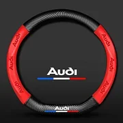 Customized carbon fiber suede steering wheel cover with car logo