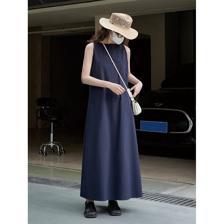 Simple Casual Solid Color Sleeveless Dress