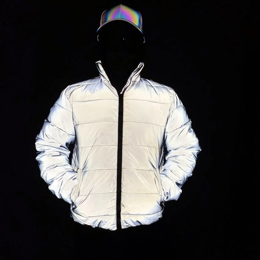 Woherb 2024 Half High Collar Reflective Cotton Jacket For Men And Women In Winter Thickening Night Light Cotton Jacket Ins Plus Size Cotton-Padded Jacket-Outfit Ideas