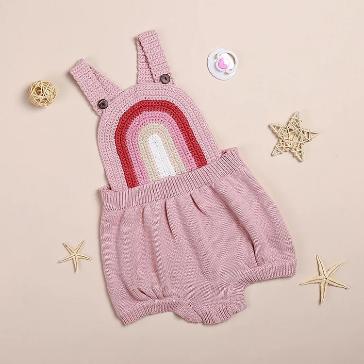  Sweet knitted sling rainbow jumpsuit for 22'' reborn baby doll girl - RSDP-Rebornbabypuppen-Rebornbabypuppen.de