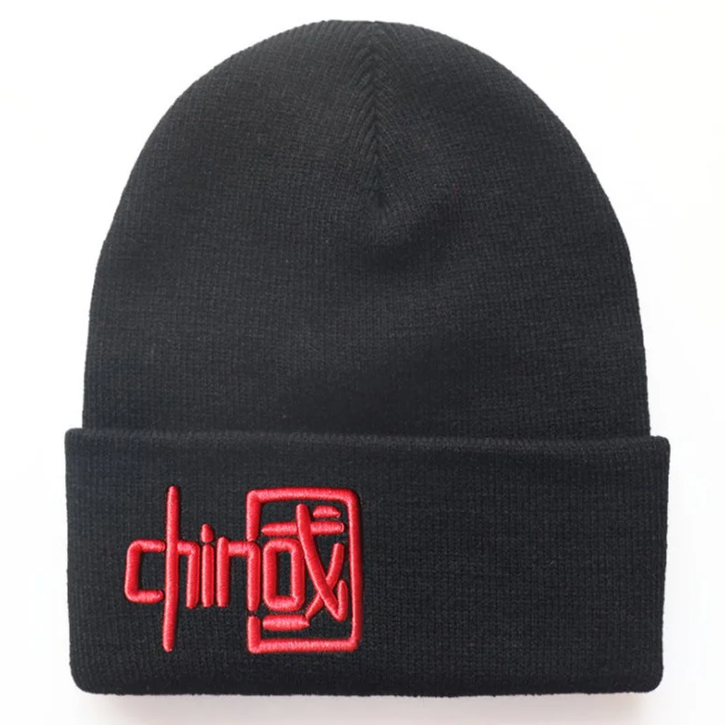 China Flag Embroidered Knitted Beanie hip hop wool hat for warmth