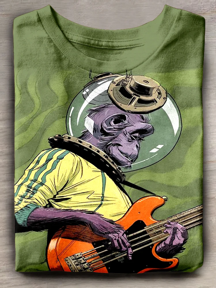 Teecade Teecade The Orangutan Plays The Guitar Print T-shirt