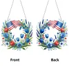 (US Only)Independence Day Wreath 5D DIY Diamond Painting Dots Pendant for Window Wall