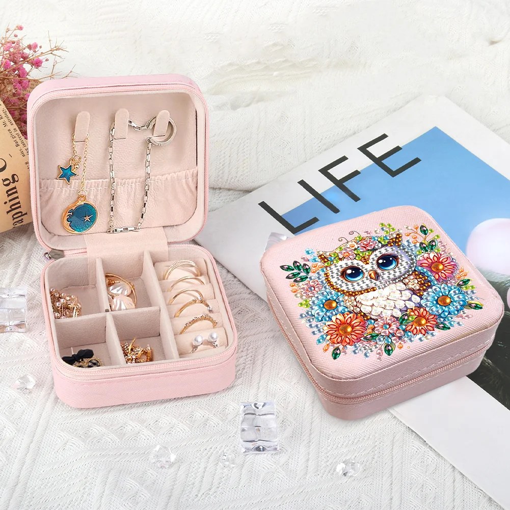 5D DIY Owl Special Shape Diamond Painting Jewelry Box for Art Crafts
