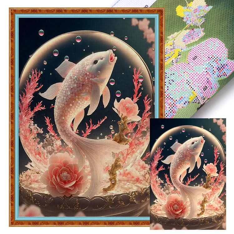 Crystal Ball Koi (40*50cm) 11CT Stamped Cross Stitch gbfke