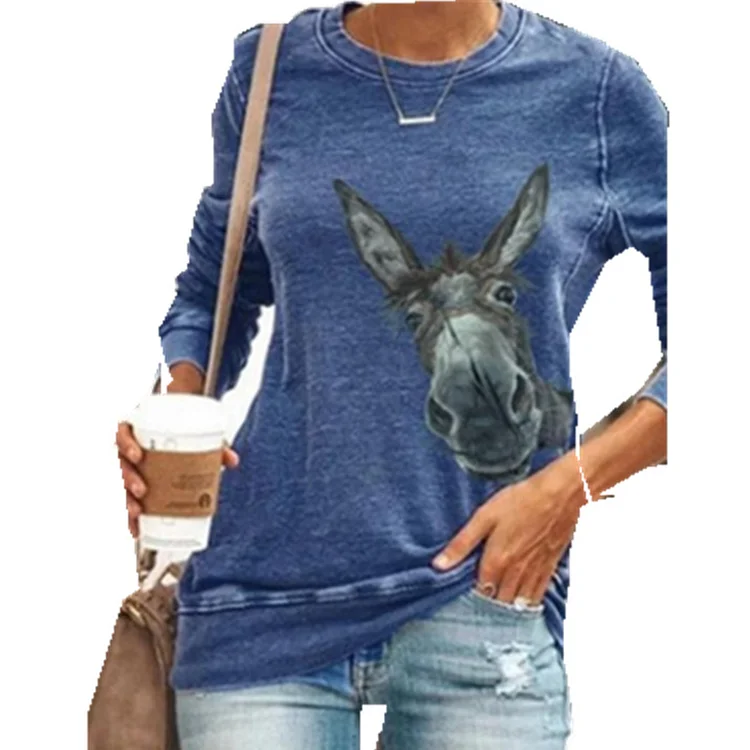 Fashion Casual Donkey Print T-shirt