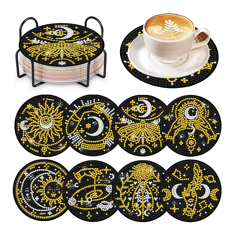 Diamond Painting Coasters Kits with Holder, 8Pcs Personality