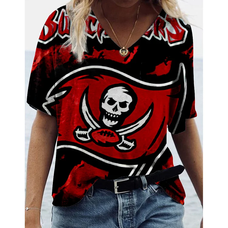Tampa Bay Buccaneers Lightweight Short Sleeve V-Neck T-Shirt