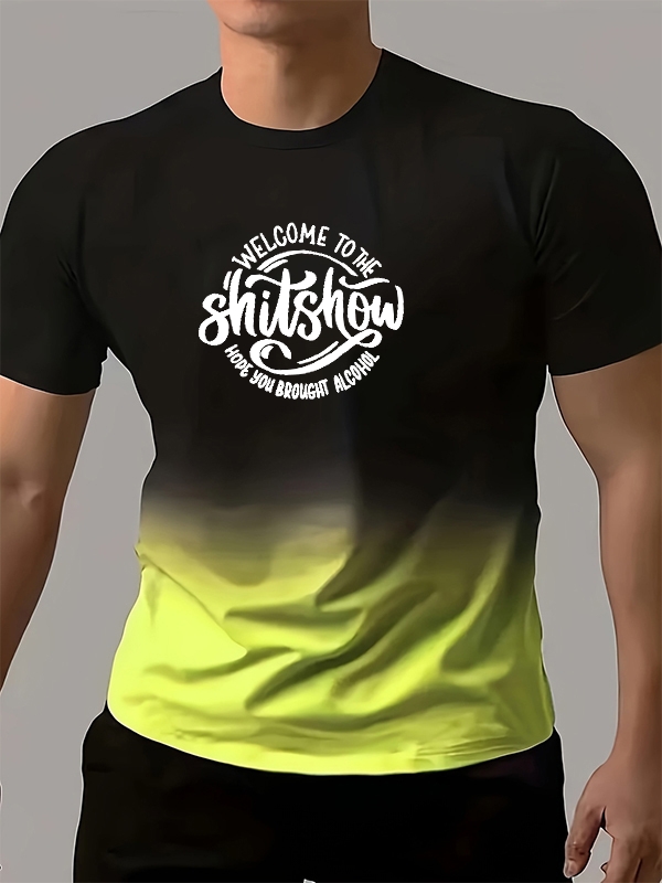 WELCOME TO THE SHITSHOW Letter Black Print Color-blocking Tees