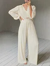 Loose Long Sleeves Wide Leg Suits