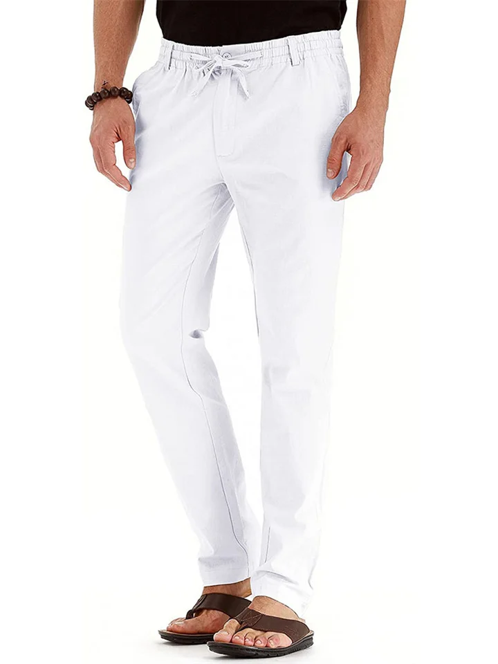 Business Casual Men's Pants Loose Large Size Elastic Waist Cotton Versatile Solid Color Sweatpants-JRSEE