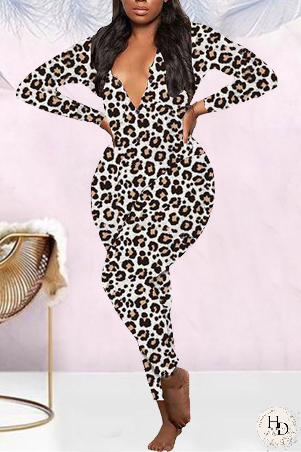 Multicolor Casual Living Print Basic V Neck Regular Jumpsuits