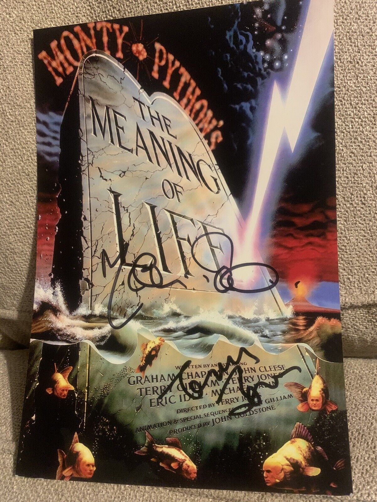 Terry Jones & Michael Palin Signed 9x6 Monty Python The Meaning Of Life Photo Poster painting