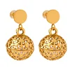 Hollow Round Ball Zircon 18K Golden Earrings