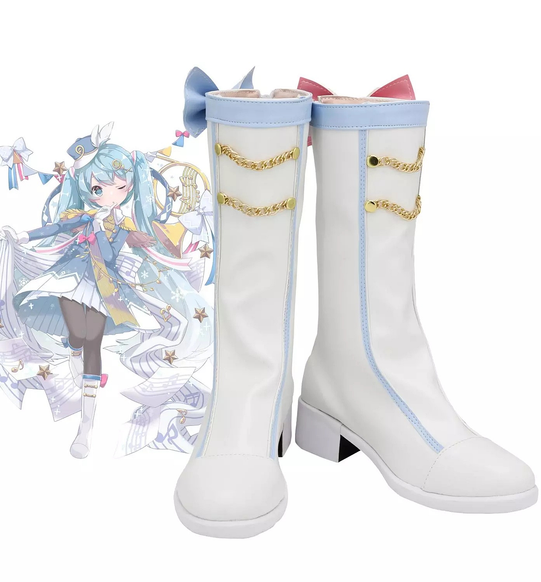 vocaloid snow miku boots cosplay shoes