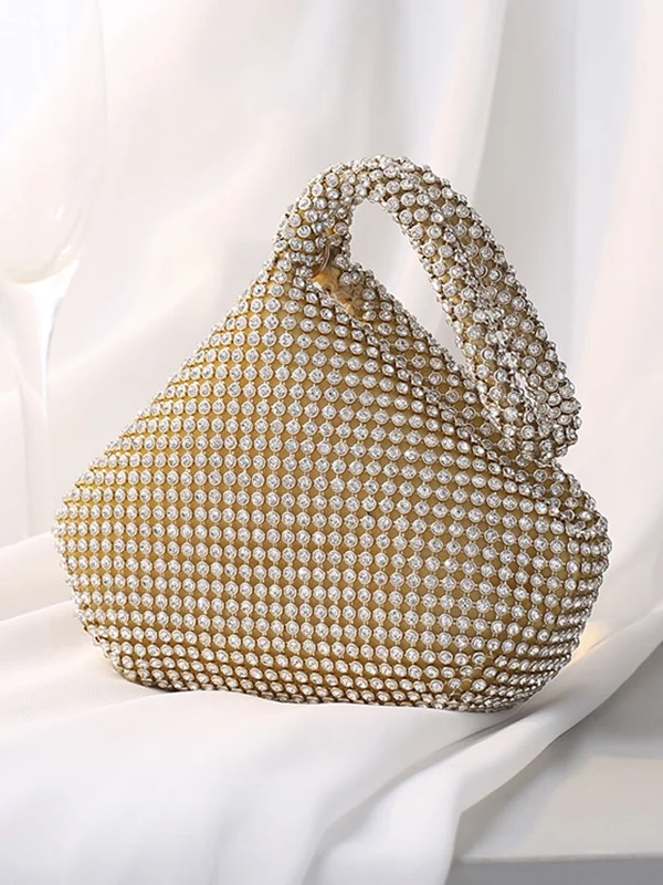 Geometric Rhine Stones Zipper Handbags