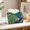 Diamond Art Tissue Box Cover DIY PU Desktop Organizer Large(peacock)