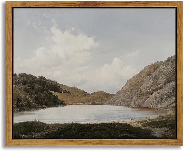 InSimSea Framed Canvas Wall Art Vintage Decor, Lakeside Nature Scenic Wall Decorations for Living Room, Large Prints, Wilderness Country Farmhouse Wall Art, Bathroom Art Wall Decor