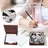 Wooden DIY Black White Cat Diamond Painting Kit Note Box with 160 Papers Gifts