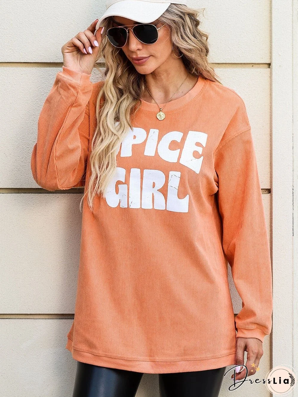 Spice Up Your Style with the Orange Corduroy Graphic Sweatshirt