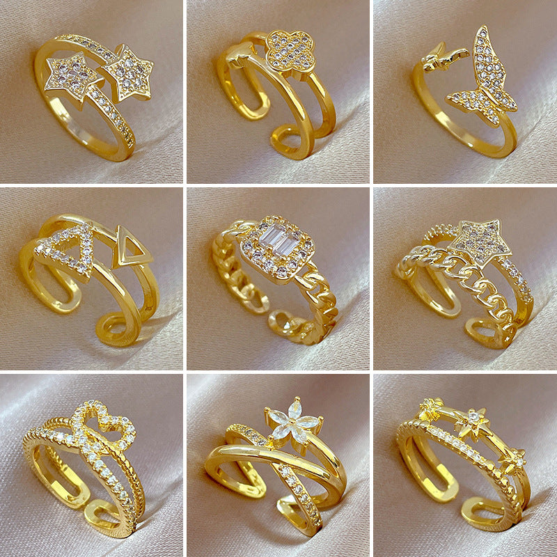 Moderate Luxury Women Crown Brass Rings